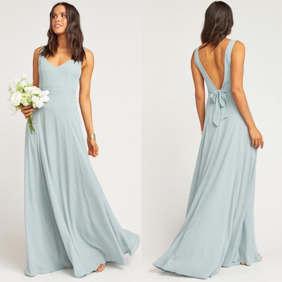 NWT SMYM Jenn Maxi Dress Silver Sage Crisp Small - Picture 1 of 8